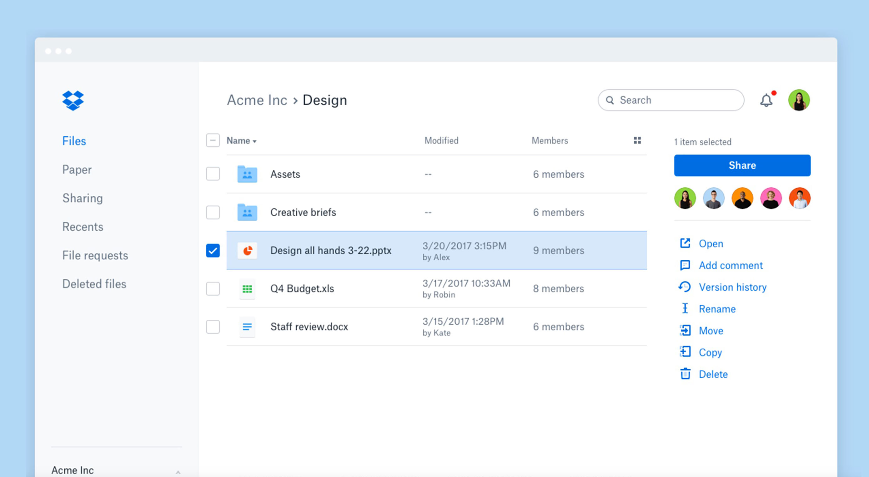 Dropbox UI